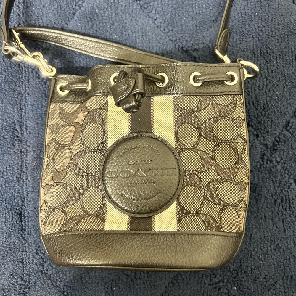 Coach Signature Black and Brown Crossbody Bag